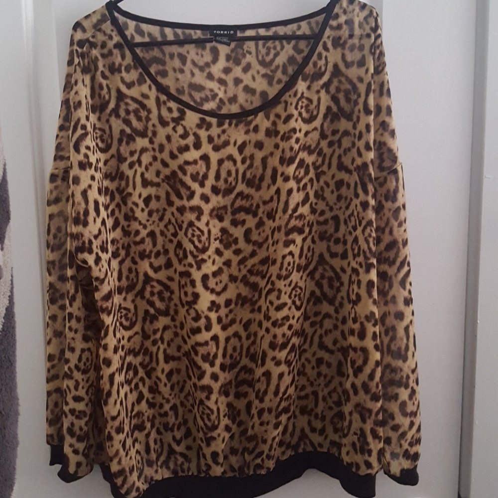 Torrid Sheer Leopard Print Blouse